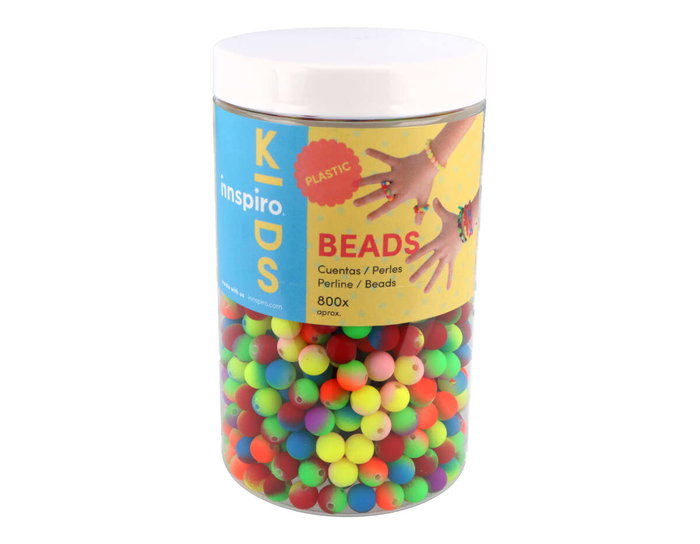 Innspiro Bote de 800 Cuentas de Plástico Redondas Multicolor Flúor 8mm