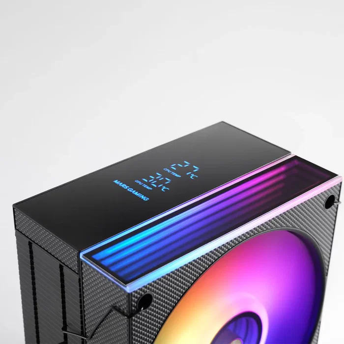Mars Gaming MCPU-LCD Ventilador CPU Refrigerador de Aire con Pantalla LCD, ARGB, 6 Heatpipes, 300W TDP, 120mm, Compatible con Intel y AMD