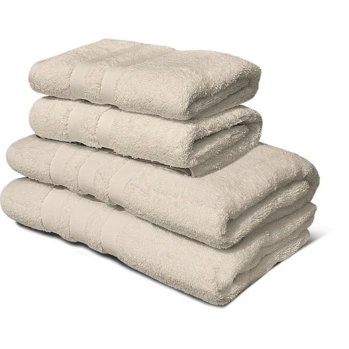 Lovely Home Juego de 4 toallas 2 de 50x100 cm + 2 de ducha 70x140 cm Beige Lovely Home Juego de 4 toallas 2 de 50x100 cm + 2 de ducha 70x140 cm Beige