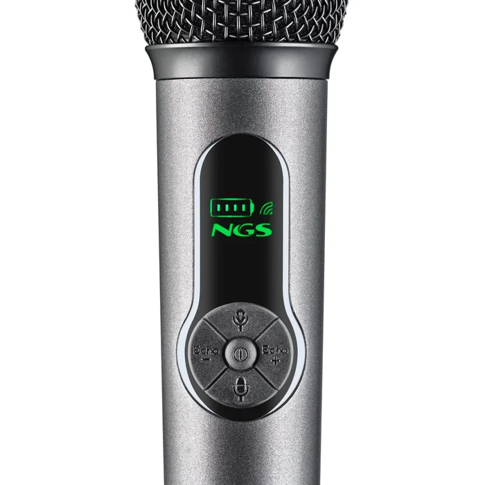 NGS Singer Star Duo - Pack de 2 Micrófonos Inalámbricos Profesionales para Karaoke, Negro, RF 2.4GHz, Hasta 30h Autonomía