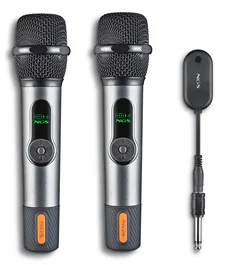 NGS Singer Star Duo - Pack de 2 Micrófonos Inalámbricos Profesionales para Karaoke, Negro, RF 2.4GHz, Hasta 30h Autonomía