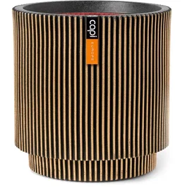 Capi Europe Jarrón cilíndrico Groove NL 44 x 46 cm Negro y dorado KGVGB883
