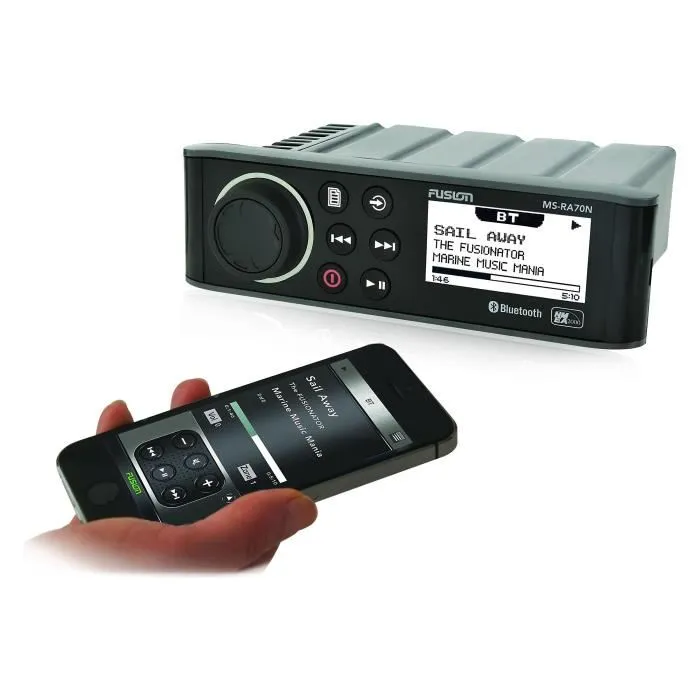 Fusion MS-RA70N Radio de Coche Impermeable, NMEA 2000, 2 Zonas de Audio, 200W, Compatible con Fusion Link, Estéreo Marino
