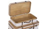 DKD Home Decor Baúl Alpino de Madera y Poliéster, Blanco y Marrón, Set de 2 Piezas (36 x 18 x 62 cm)