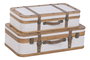DKD Home Decor Baúl Alpino de Madera y Poliéster, Blanco y Marrón, Set de 2 Piezas (36 x 18 x 62 cm)