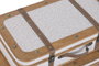 DKD Home Decor Baúl Alpino de Madera y Poliéster, Blanco y Marrón, Set de 2 Piezas (36 x 18 x 62 cm)