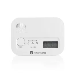 Smartware Detector de Monóxido de Carbono Blanco, Sensor Electrónico, Alarma 85 dB, Cobertura 20-40 m2, Funciona con 3 Pilas AAA Incluidas