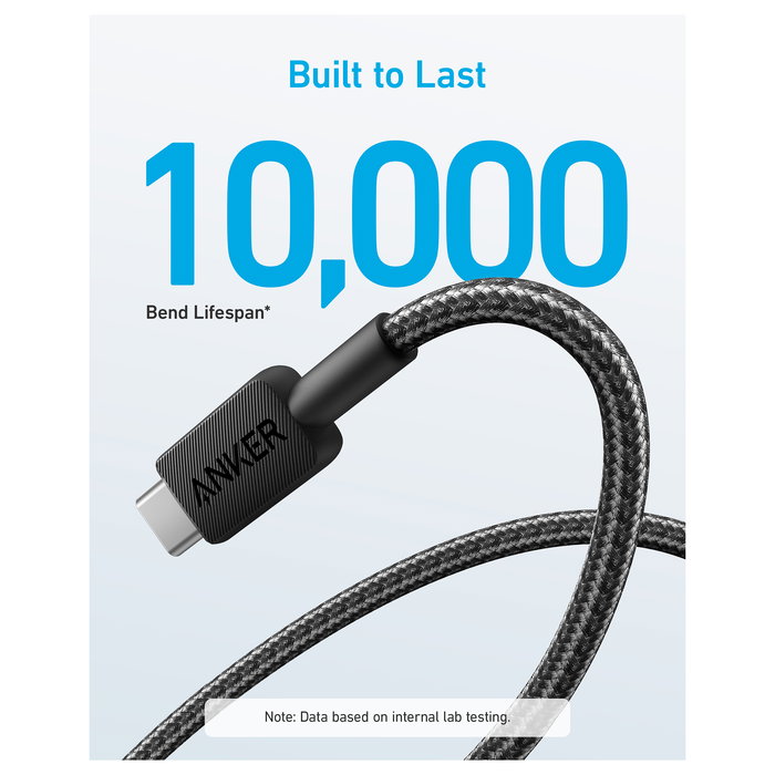 Anker 322 Cable USB-A a USB-C, 0.9 m, 45 W Carga Rápida, Transferencia 0.48 Gbit/s, Color Negro