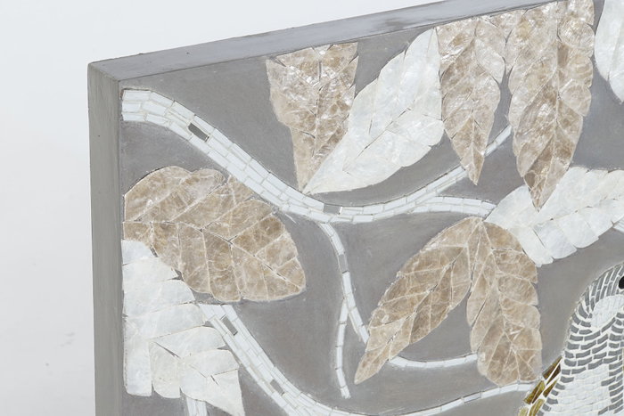 DKD Home Decor Decoración de Pared Cristal y MDF Hojas Pájaros 90x70 cm