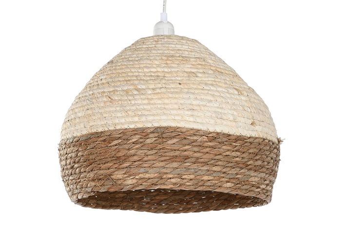 DKD Home Decor Lampara Techo Tropical Natural Marron Fibra 38 x 38 x 28 cm