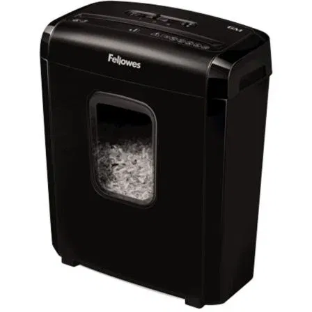 Fellowes 6M Destructora Papel, Minicorte 4x12mm, Destruye 6 Hojas, Negra