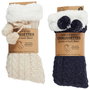 Sensly Par Calcetines con Pompones para Casa, Forro Borreguito y Suela Antideslizante, Talla 36/41