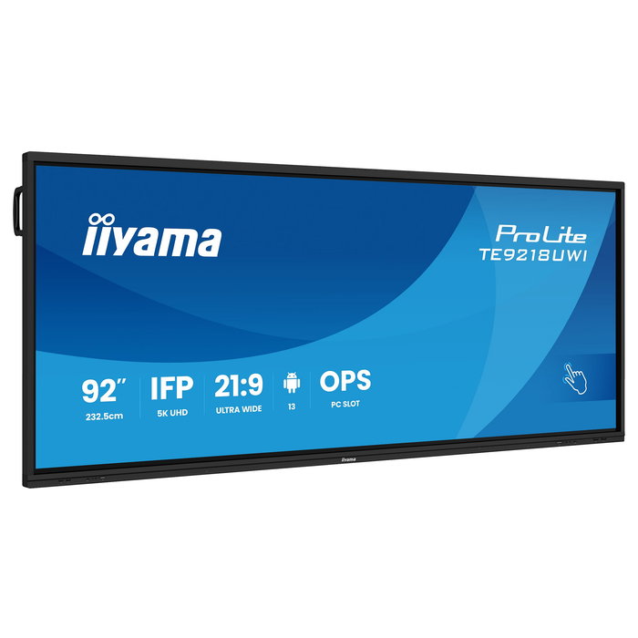 Iiyama TE9218UWI-B1AG Pantalla Táctil LED de 232.5 cm (91.5") 5K Ultra HD 5120 x 2160, 21:9, M-Touch, Android 13, Wi-Fi 6, USB-C 100W, Diseño de Quiosco, 16/7 Iiyama TE9218UWI-B1AG Pantalla Táctil LED de 232.5 cm (91.5") 5K Ultra HD 5120 x 2160, 21:9, M-Touch, Android 13, Wi-Fi 6, USB-C 100W, Diseño de Quiosco, 16/7