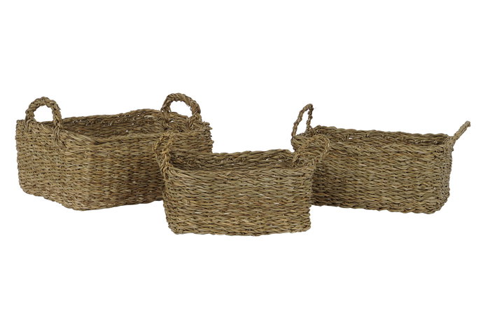 DKD Home Decor Cesta Balines Natural Seagrass Set de 3 27 x 19 x 36 cm