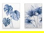 Giftdecor Cuadro Lienzo Marco Blanco Hojas Azul Surtidos 50x70x3 cm (Set de 2)