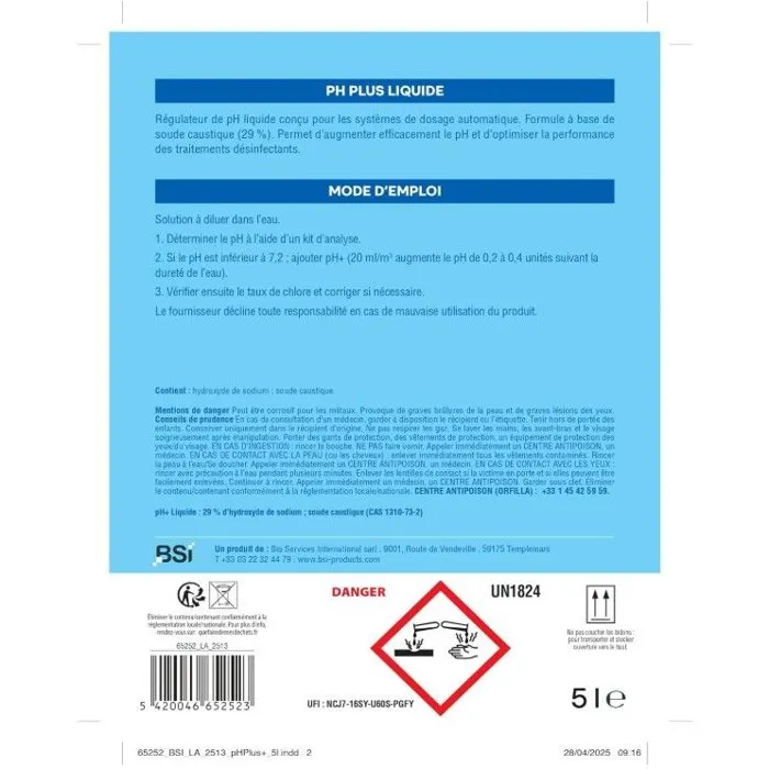 Bsi pH Plus Líquido 5L para ajuste de pH en piscinas