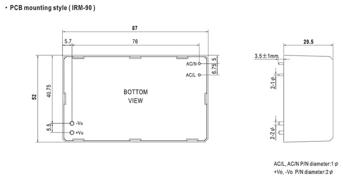 MEAN WELL IRM-90-12 Convertidor AC/DC 80W 12VDC
