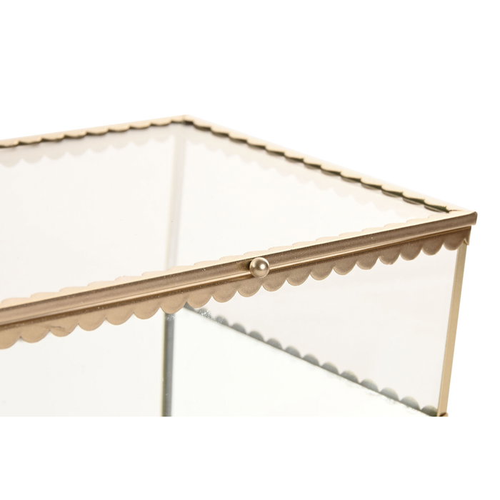 DKD Home Decor Joyero de Cristal y Metal Dorado 20x16x8 cm