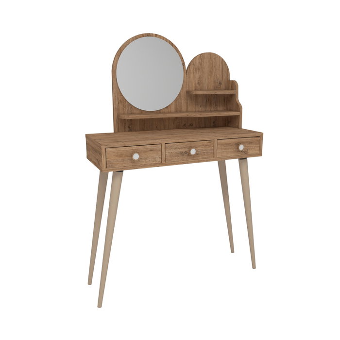 Hanah Home Mesa de Maquillaje Atlantic Pine con Espejo de Tablero de Partículas y Patas de Haya 74cm Hanah Home Mesa de Maquillaje Atlantic Pine con Espejo de Tablero de Partículas y Patas de Haya 74cm