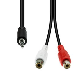 ProXtend Mini-Jack 3-Pin a 2 x RCA Cable M-F Negro 20cm