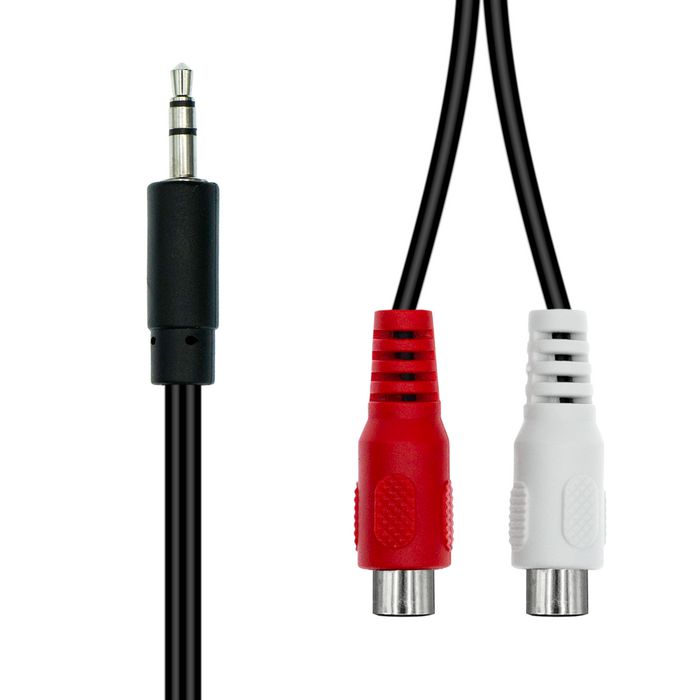 ProXtend Mini-Jack 3-Pin a 2 x RCA Cable M-F Negro 20cm