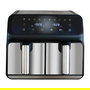 UNOLD 58685 Freidora de Aire Caliente Doble Cámara TWIN ZONE, 8L, 1700W, 10 Programas, Función Deshidratar, Pantalla LED, Negro/Gris