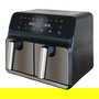 UNOLD 58685 Freidora de Aire Caliente Doble Cámara TWIN ZONE, 8L, 1700W, 10 Programas, Función Deshidratar, Pantalla LED, Negro/Gris