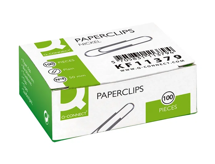 Q-connect Clips niquelados n 4 planos 50 mm, caja de 100 unidades