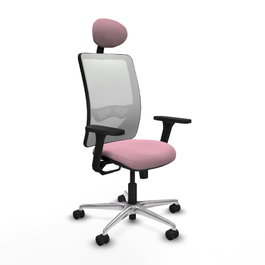PIQUERAS Y CRESPO Silla de oficina Zulema con mecanismo Sincro, Rosa y Blanco