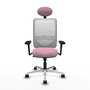 PIQUERAS Y CRESPO Silla de oficina Zulema con mecanismo Sincro, Rosa y Blanco