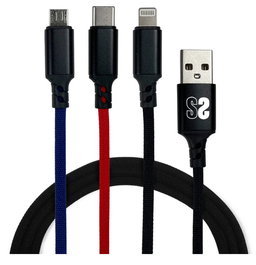 SUBBLIM Premium Cable 3in1 (Micro USB+Type C+Lighting)