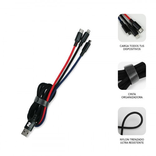Subblim Cable Premium 3 en 1 (Micro USB, Type C y Lightning) 1m USB 3.2 Gen 1 SUB-CAB-3IN101