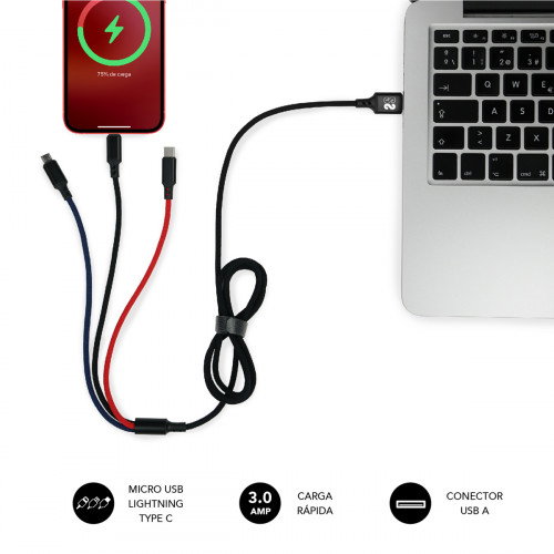 Subblim Cable Premium 3 en 1 (Micro USB, Type C y Lightning) 1m USB 3.2 Gen 1 SUB-CAB-3IN101