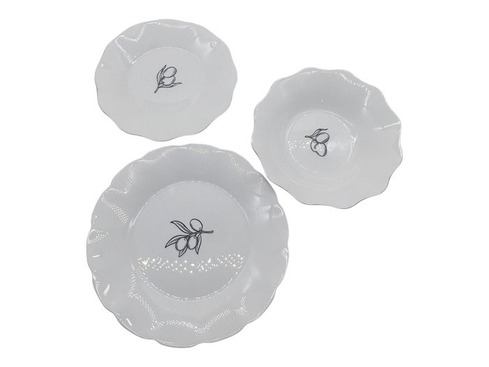 DKD Home Decor Plato Vidrio Opal Olivo Símil Porcelana Blanco y Negro
