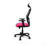PIQUERAS Y CRESPO Alocén Silla de oficina con malla negra y asiento rosa