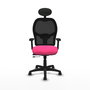 PIQUERAS Y CRESPO Alocén Silla de oficina con malla negra y asiento rosa