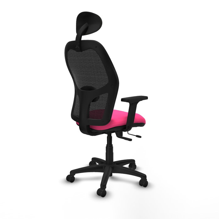 PIQUERAS Y CRESPO Alocén Silla de oficina con malla negra y asiento rosa