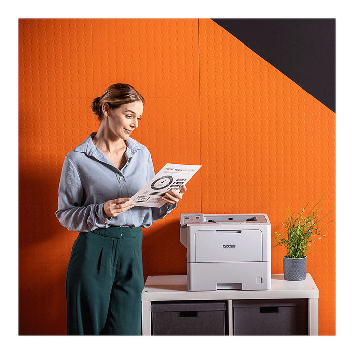 Brother HL-L6415DN Impresora Láser Monocromo, Duplex Automático, 50 ppm, A4, 1200 x 1200 DPI, 620 Hojas, Ethernet, NFC, Blanco