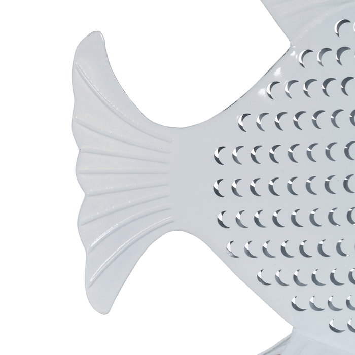Figura Pez Blanco Metal 49,50 X 7 X 36,50 cm