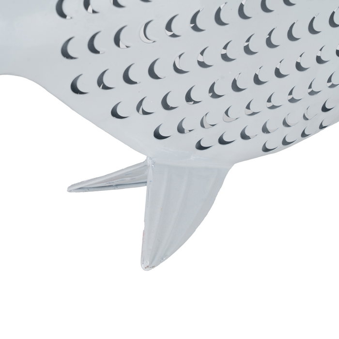 Figura Pez Blanco Metal 49,50 X 7 X 36,50 cm