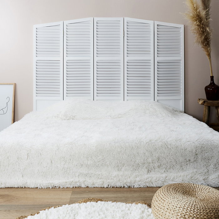 Home Deco Factory Cabecero de Cama Vallee Outlet 160x130 cm Pawlownia y MDF Biombo 5 Paneles Lamas