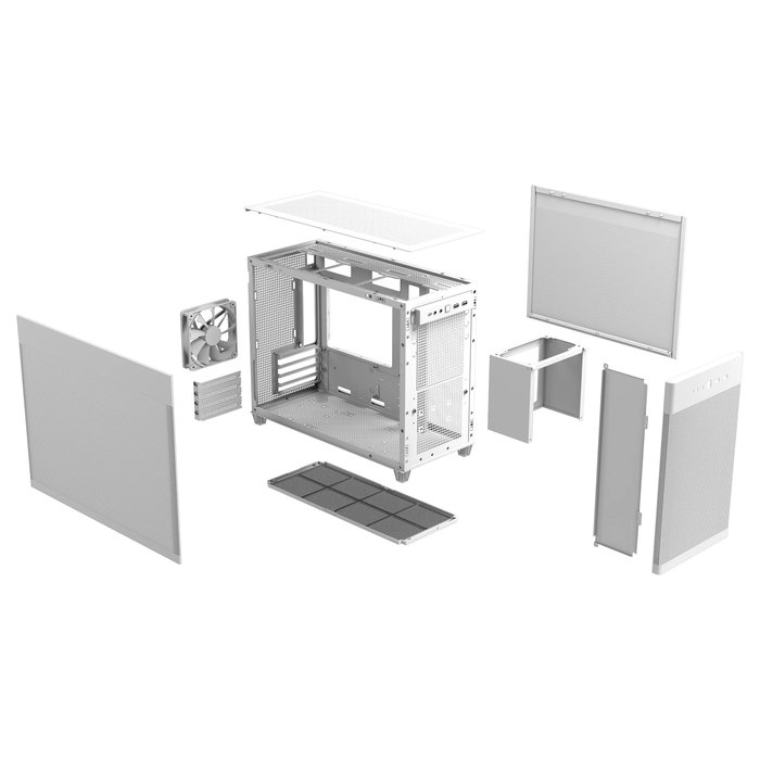 ASUS Prime AP201 Caja Mesh Blanco MicroATX Mini Tower, CPU Cooler hasta 17cm, GPU hasta 33.8cm, PSU ATX, USB 3.2