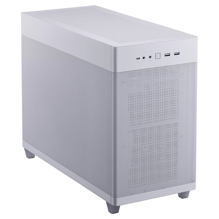 ASUS Prime AP201 Caja Mesh Blanco MicroATX Mini Tower, CPU Cooler hasta 17cm, GPU hasta 33.8cm, PSU ATX, USB 3.2
