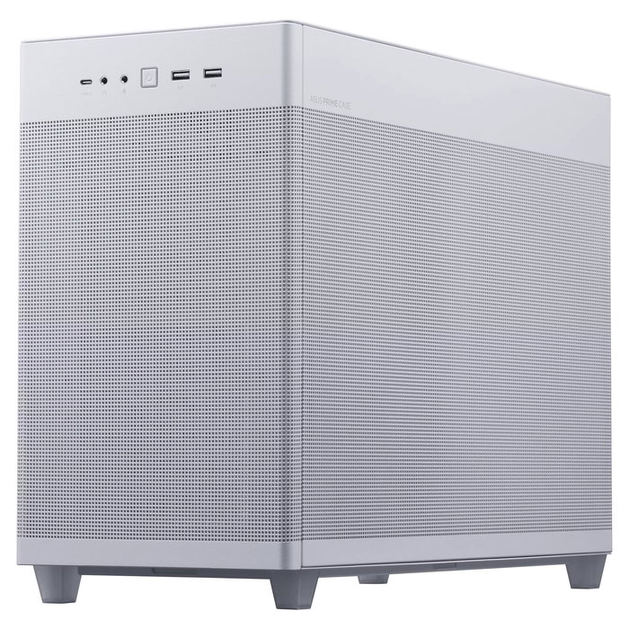 ASUS Prime AP201 Caja Mesh Blanco MicroATX Mini Tower, CPU Cooler hasta 17cm, GPU hasta 33.8cm, PSU ATX, USB 3.2
