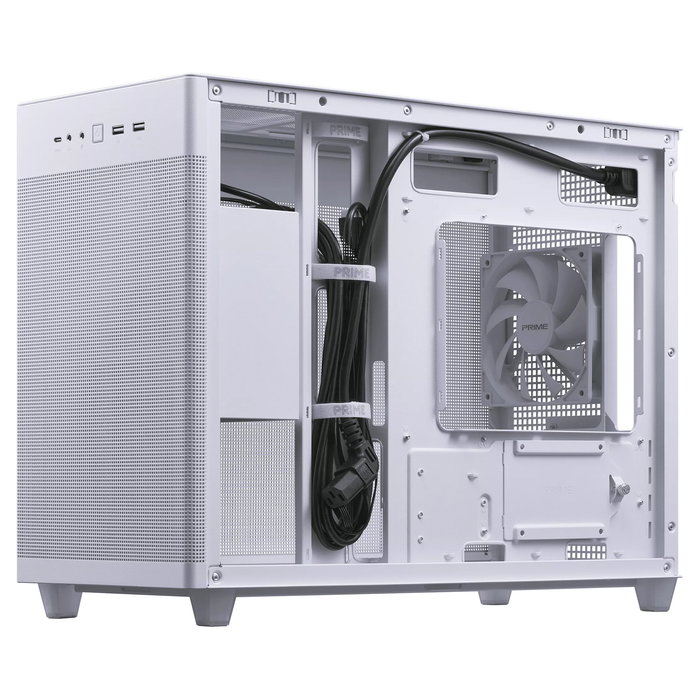 ASUS Prime AP201 Caja Mesh Blanco MicroATX Mini Tower, CPU Cooler hasta 17cm, GPU hasta 33.8cm, PSU ATX, USB 3.2