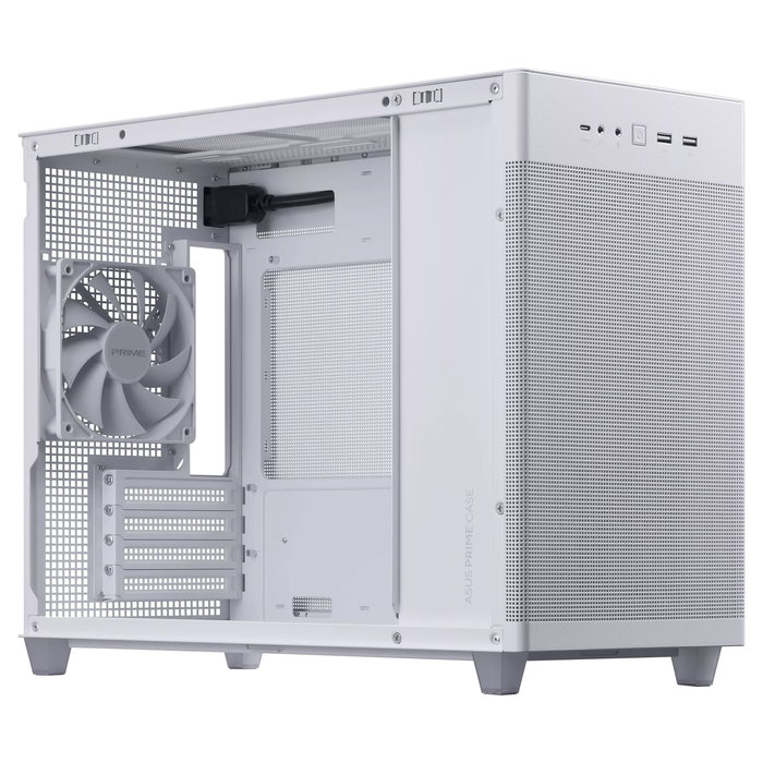 ASUS Prime AP201 Caja Mesh Blanco MicroATX Mini Tower, CPU Cooler hasta 17cm, GPU hasta 33.8cm, PSU ATX, USB 3.2
