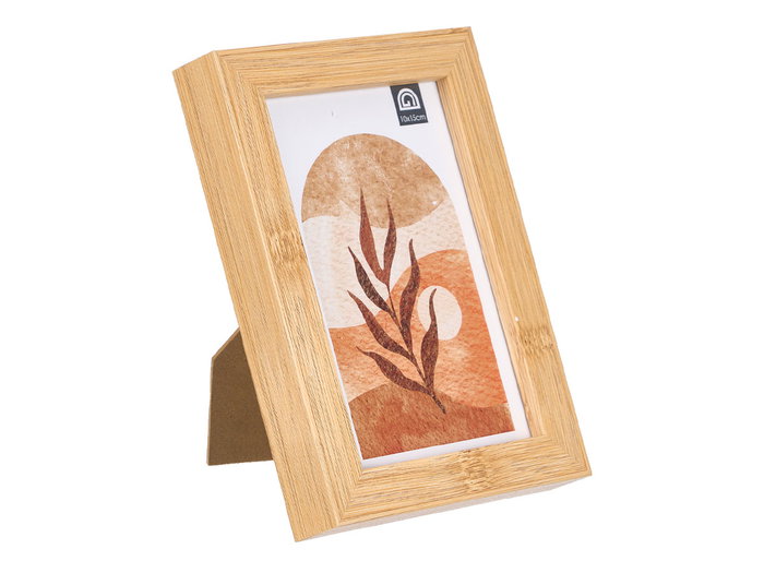 Giftdecor Portafoto Efecto Bambu 10x15 cm | Material Madera MDF y Vidrio | Color Marron (Set de 24)