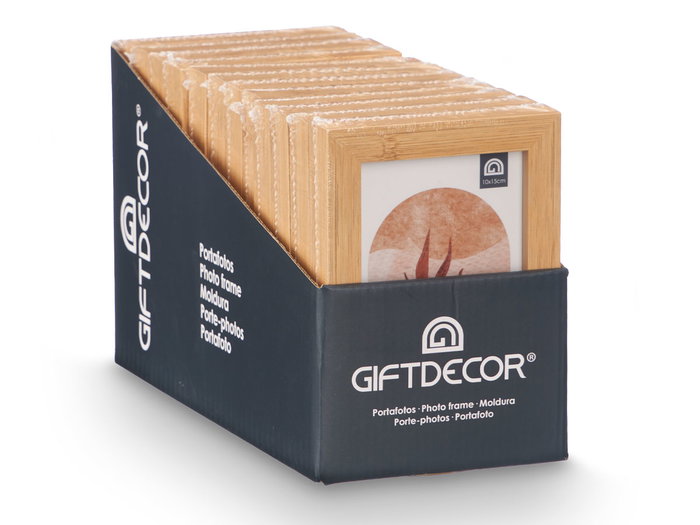 Giftdecor Portafoto Efecto Bambu 10x15 cm | Material Madera MDF y Vidrio | Color Marron (Set de 24)