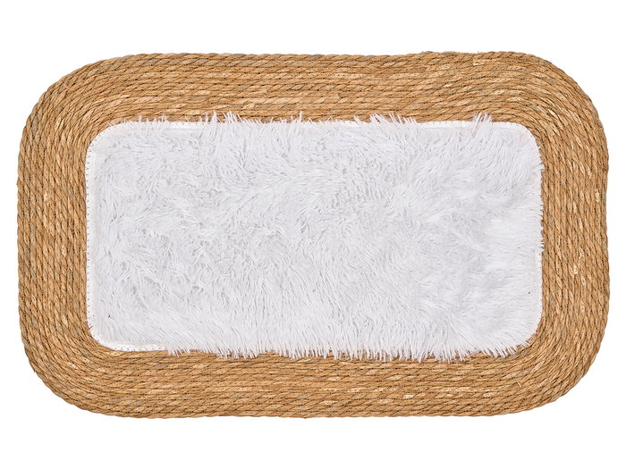 GIFTDECOR Alfombra de Yute Antideslizante Rectangular Blanco 80x50cm