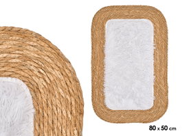 GIFTDECOR Alfombra de Yute Antideslizante Rectangular Blanco 80x50cm